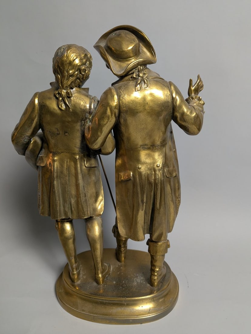 Brass Figural Sculpture L'echo and Le Signal After Ernest Rancoulet Art Deco Decor - 4