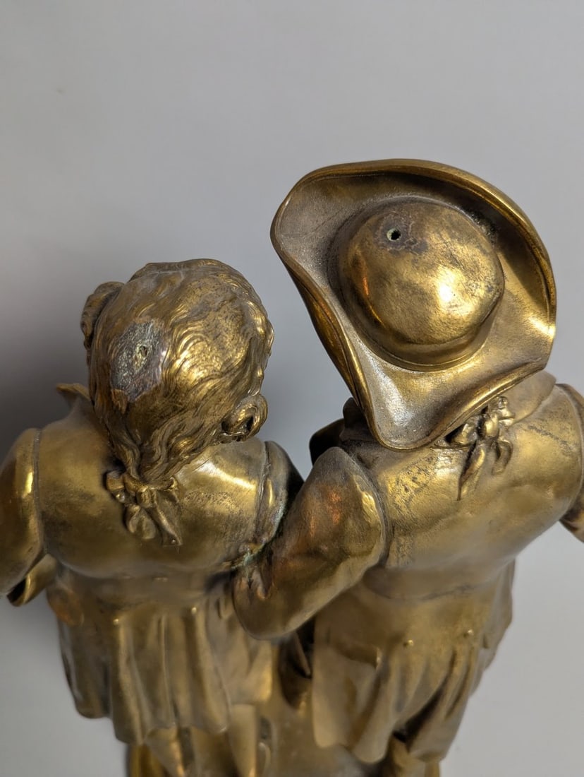 Brass Figural Sculpture L'echo and Le Signal After Ernest Rancoulet Art Deco Decor - 5