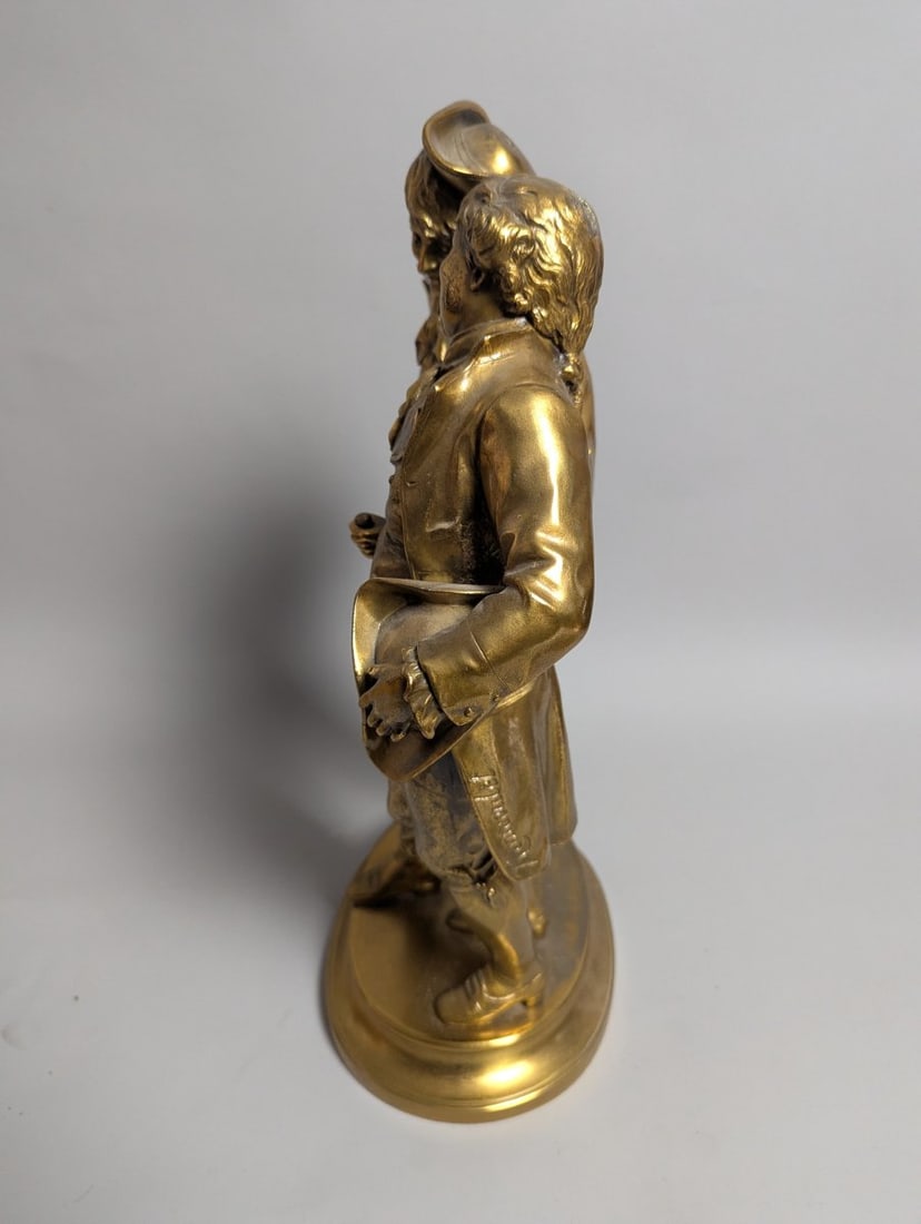 Brass Figural Sculpture L'echo and Le Signal After Ernest Rancoulet Art Deco Decor - 6