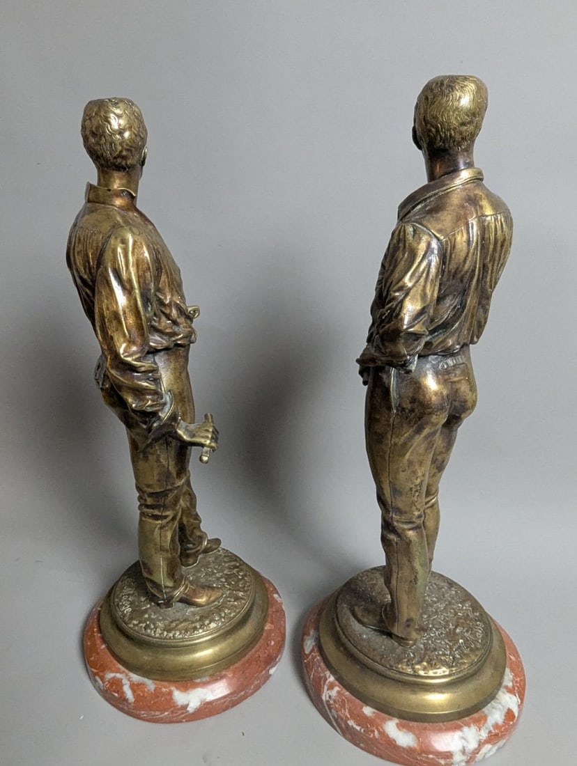 Stunning Pair of Figural Bronze Statues by Charles Masse on Marble Base - 10