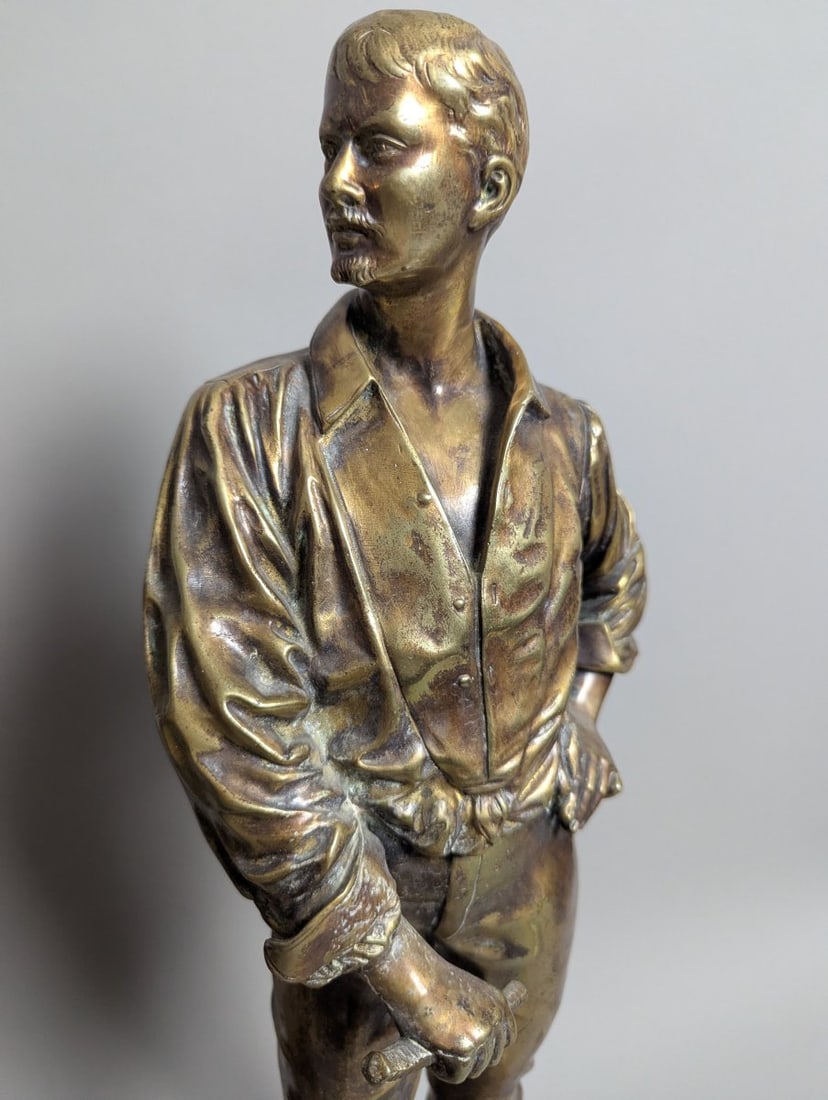 Stunning Pair of Figural Bronze Statues by Charles Masse on Marble Base - 2