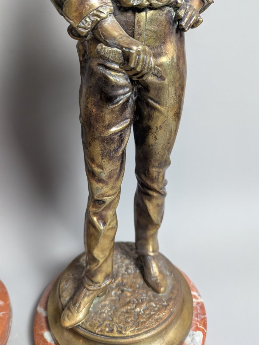 Stunning Pair of Figural Bronze Statues by Charles Masse on Marble Base - 3