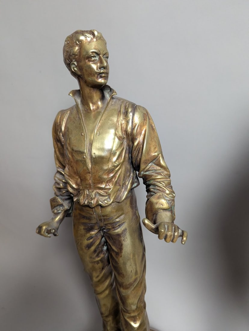Stunning Pair of Figural Bronze Statues by Charles Masse on Marble Base - 5