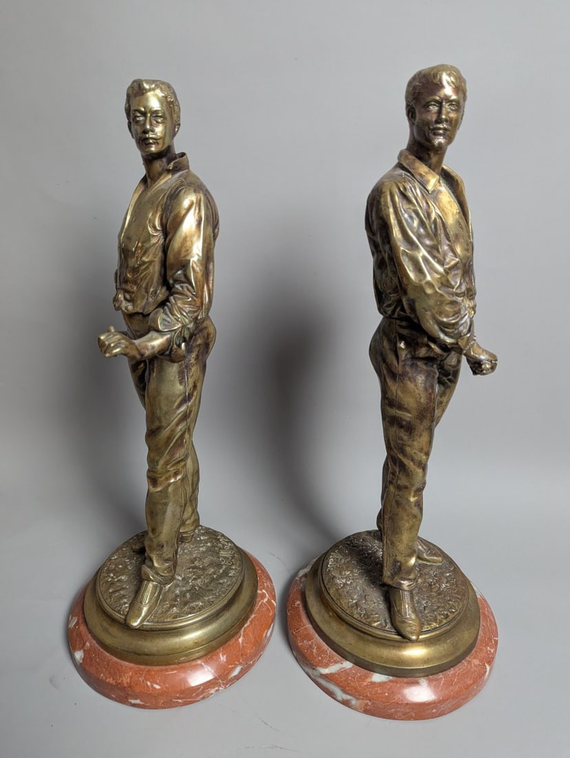 Stunning Pair of Figural Bronze Statues by Charles Masse on Marble Base - 8