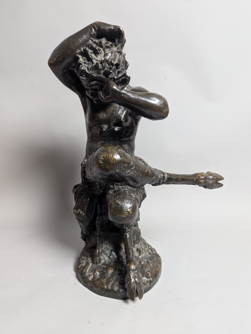 Bronze Sculpture Seated Satyr After Clodion Antique Art Piece 24 High X 12 X 18: **Important** Please read below description on how to avoid high shipping costs. Presenting a stunning Bronze Sculpture of a Seated Satyr, After Clodion. This exquisite antique piece stands 24 inches