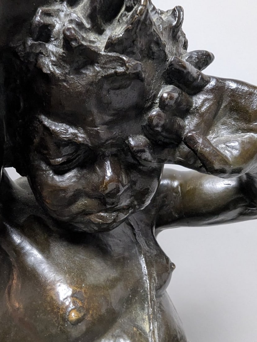 Bronze Sculpture Seated Satyr After Clodion Antique Art Piece 24 High X 12 X 18 - 3