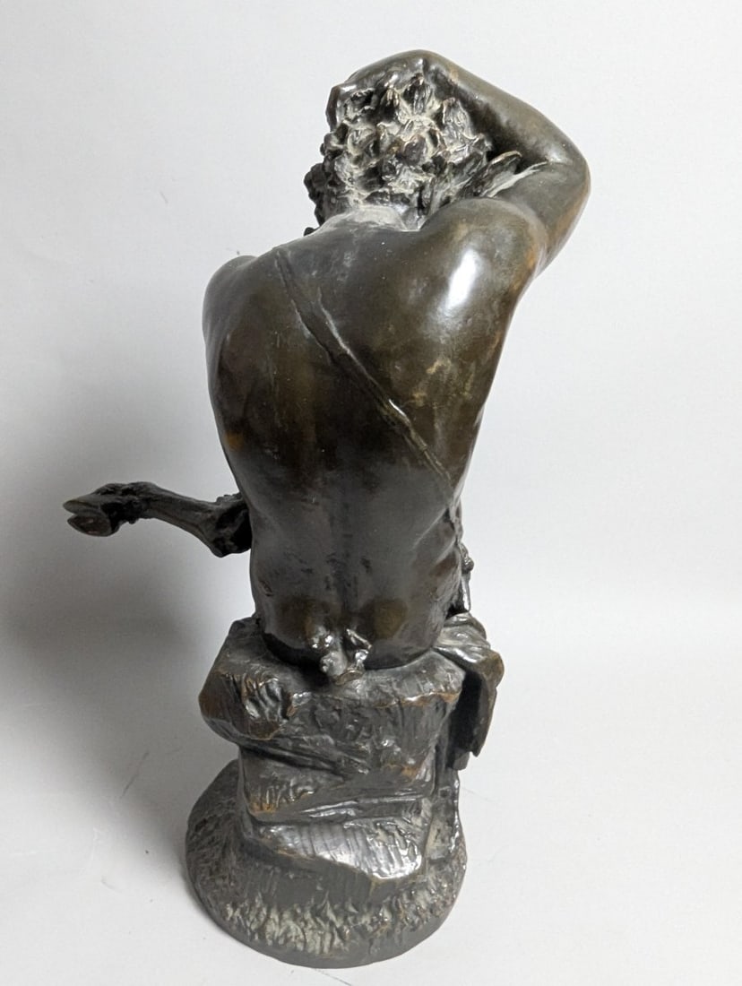 Bronze Sculpture Seated Satyr After Clodion Antique Art Piece 24 High X 12 X 18 - 4