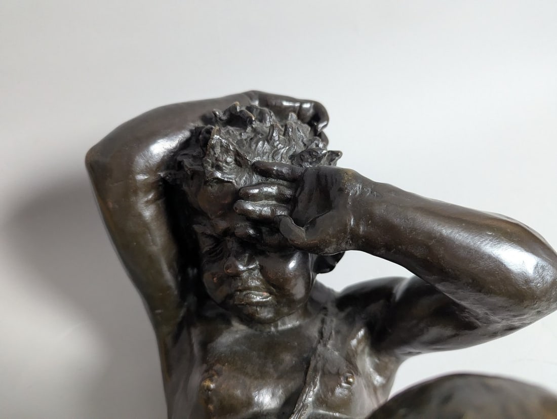 Bronze Sculpture Seated Satyr After Clodion Antique Art Piece 24 High X 12 X 18 - 9