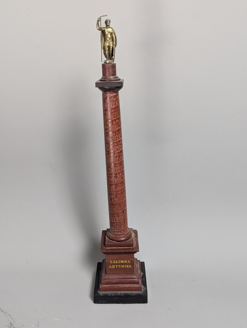 Grand Tour Souvenir Model of the Column of Marcus Aurelius Antique Decorative Object: **Important** Please read below description on how to avoid high shipping costs. Presenting a remarkable Grand Tour Souvenir Model of the Column of Marcus Aurelius, standing 16 high x 3 square base.