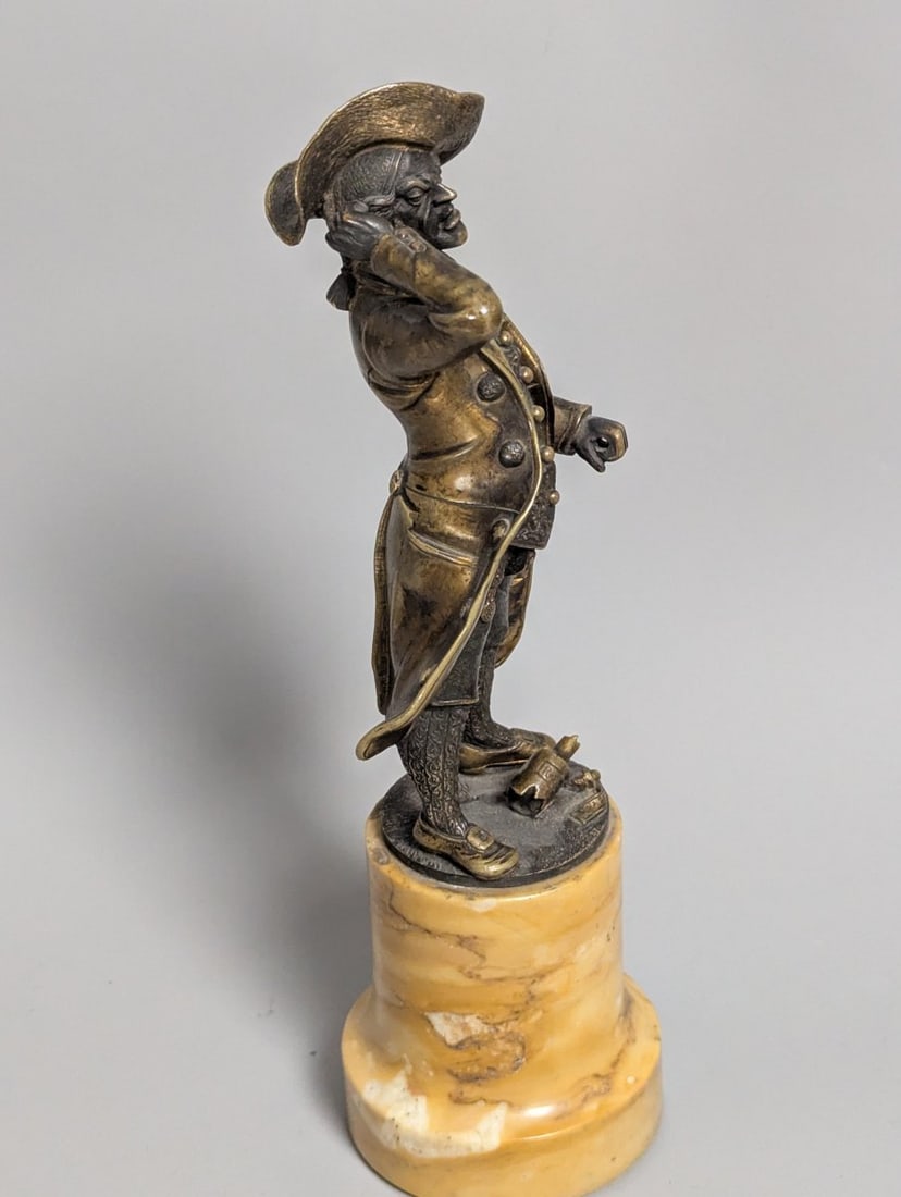 Austrian-Style Bronze Figure of a Man on Marble Base Vintage Decorative Art - 2
