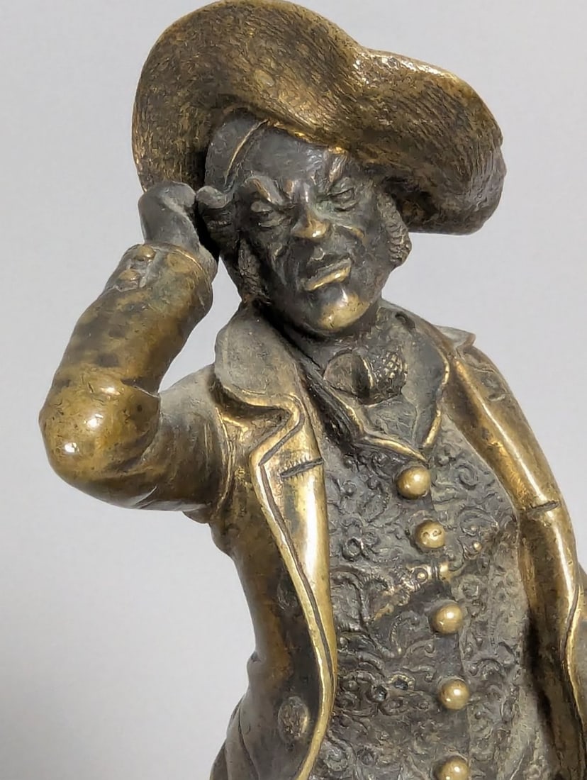 Austrian-Style Bronze Figure of a Man on Marble Base Vintage Decorative Art - 5