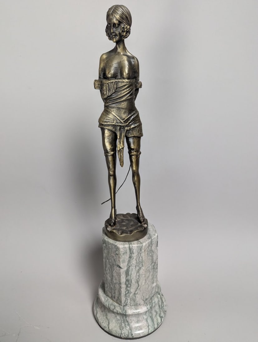 Art Deco Captured Bird Sculpture After Josef Lorenzl Stunning Vintage Collectible: **Important** Please read below description on how to avoid high shipping costs. Step back in time with this exquisite Art Deco 'Captured Bird' statue after Josef Lorenzl, standing at an impressive 17