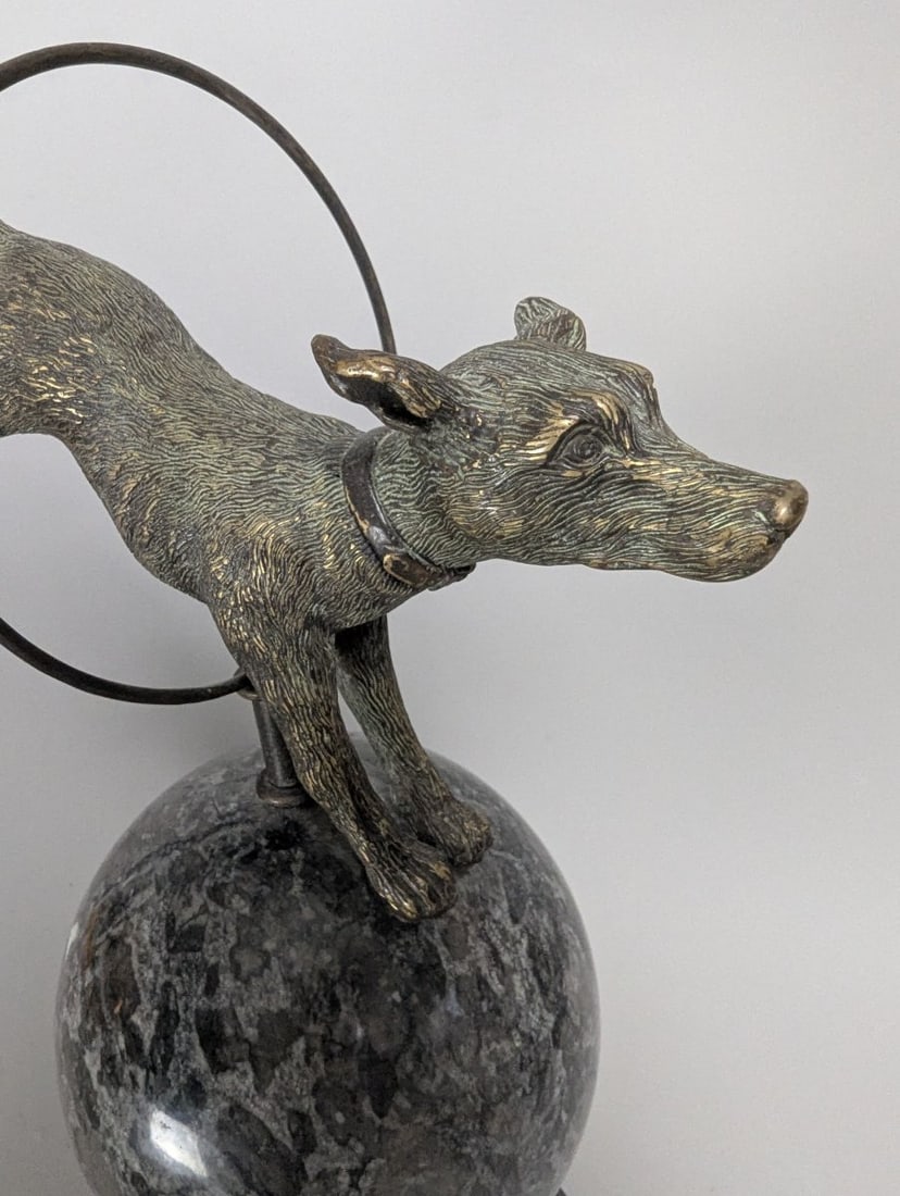 Art Deco Style Dog Sculpture on Marble Base - Terrific Collectible Home Decor - 6