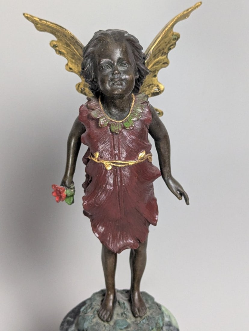 Milo Cold-Painted Bronze Fairy Sculpture Decorative Art Nouveau Style Collectible - 2