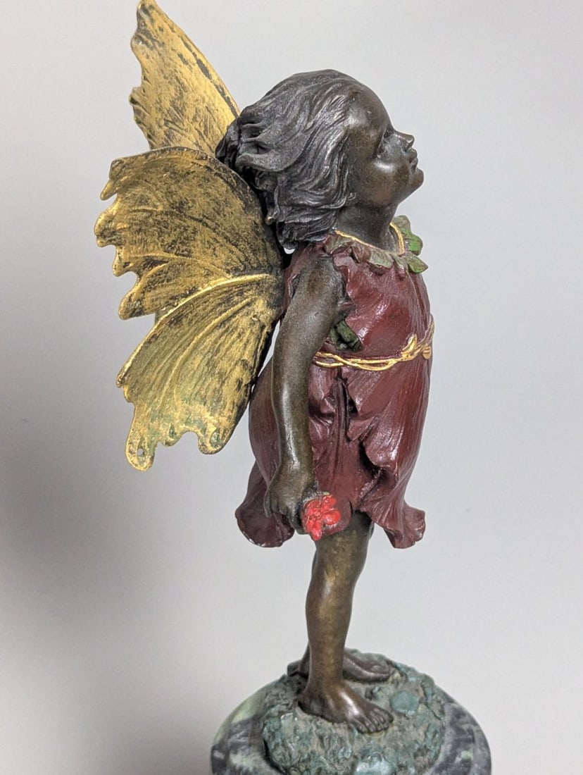 Milo Cold-Painted Bronze Fairy Sculpture Decorative Art Nouveau Style Collectible - 3