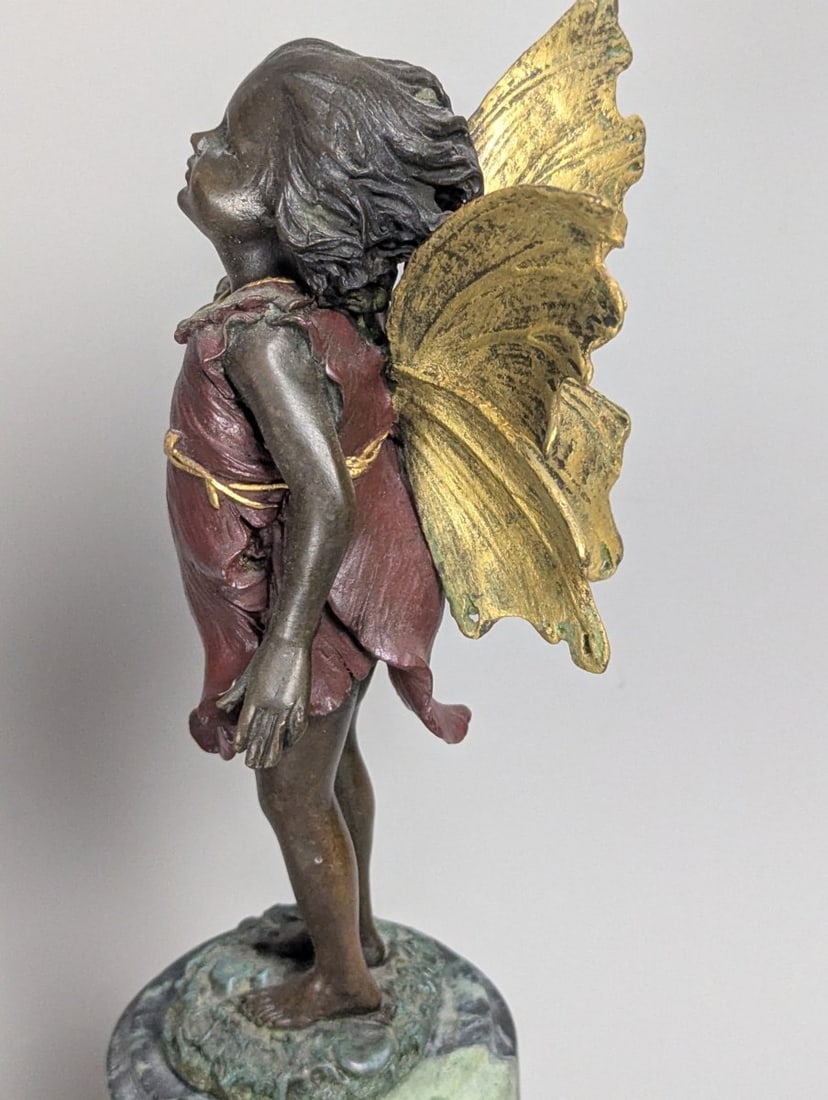 Milo Cold-Painted Bronze Fairy Sculpture Decorative Art Nouveau Style Collectible - 5