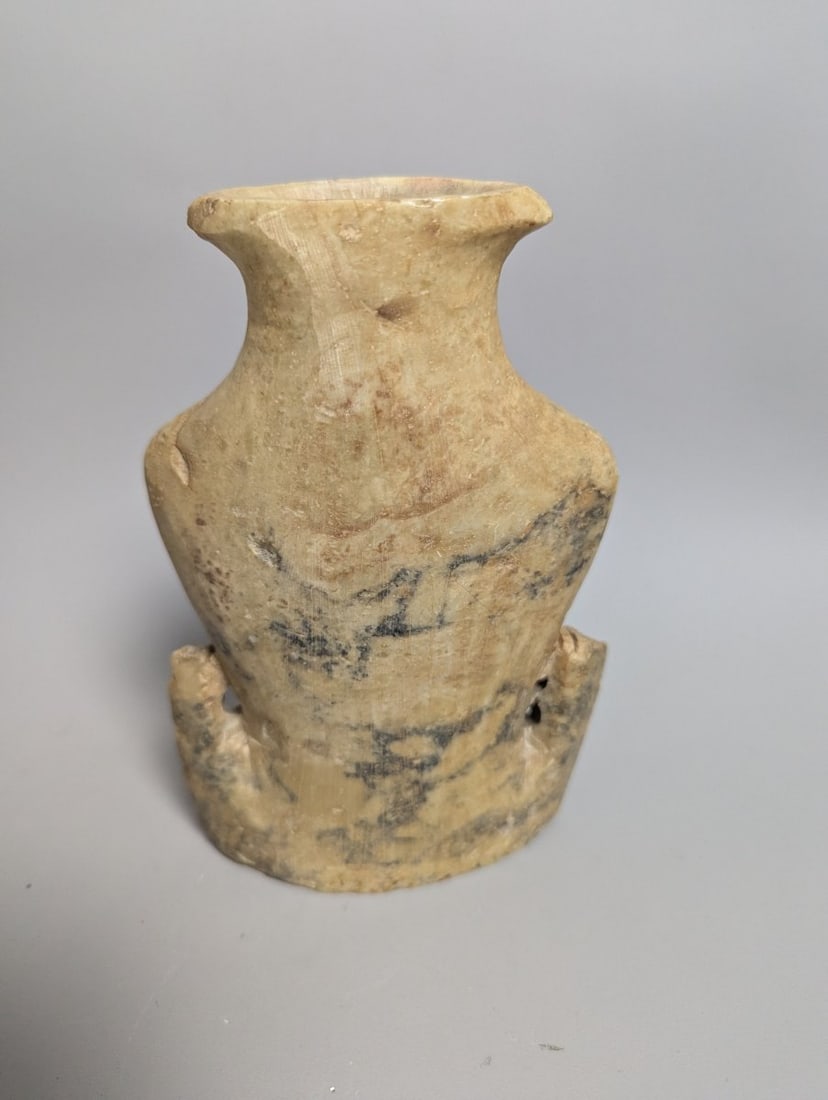 Chinese Carved Soapstone Floral Vase Vintage Home Decor Antique Style - 4