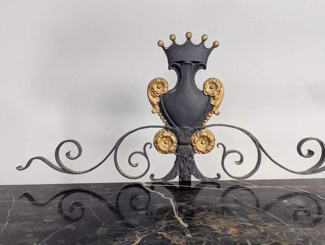 Antique Neoclassical Style Wrought Iron and Marble Console Table for Chic Home Decor - 2
