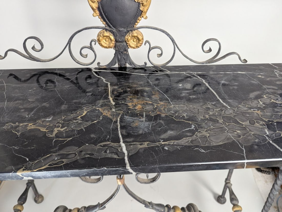 Antique Neoclassical Style Wrought Iron and Marble Console Table for Chic Home Decor - 3