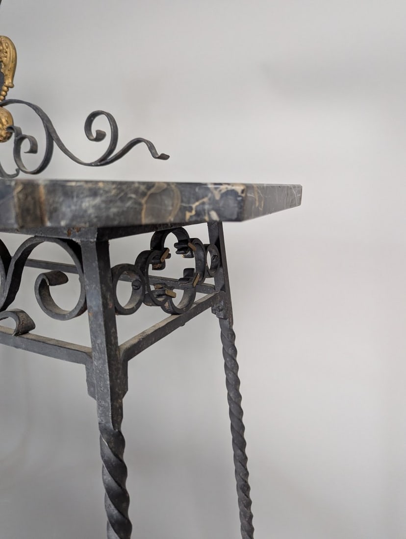 Antique Neoclassical Style Wrought Iron and Marble Console Table for Chic Home Decor - 5