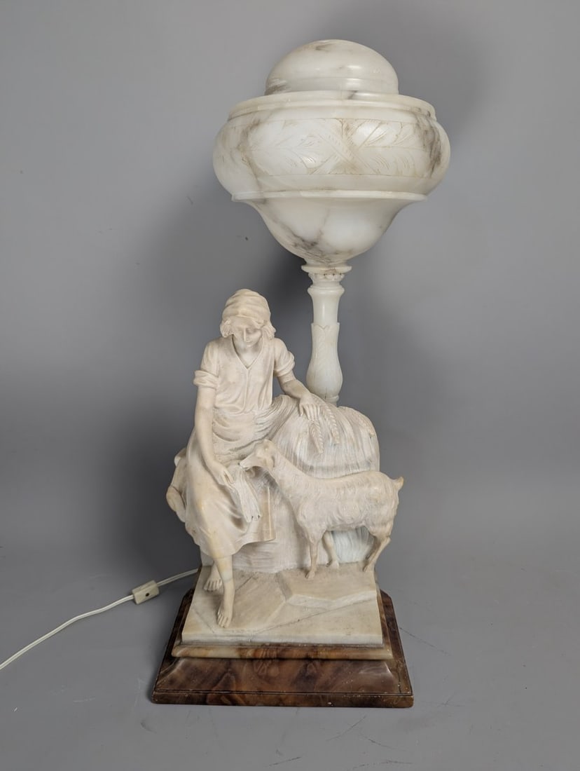 Vintage R. Colnichi Italian Alabaster Figural Lamp Unique Design Collectible Decor (1 of 13)