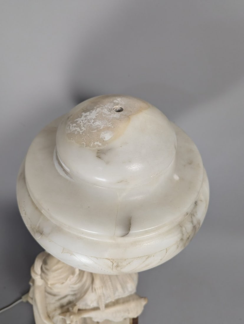 Vintage R. Colnichi Italian Alabaster Figural Lamp Unique Design Collectible Decor - 4