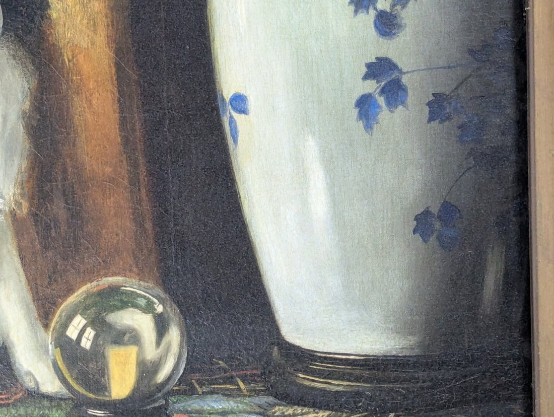 Alexander Pope Japanese Chin Oil Painting Crystal Ball Listed Artist Signed - 7