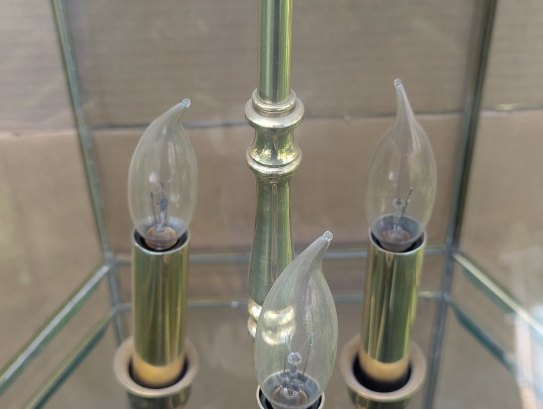 Vintage Two-Tier 12-Light Brass Beveled Glass Foyer Chandelier Stunning Lighting Fixture - 6