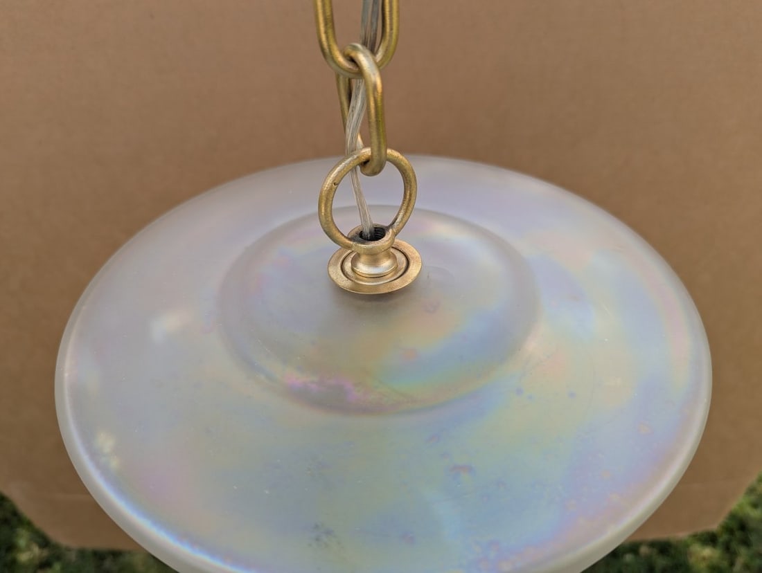 Vintage Hollywood Regency Style Chandelier with Iridescent Glass and Crystal Accents - 3