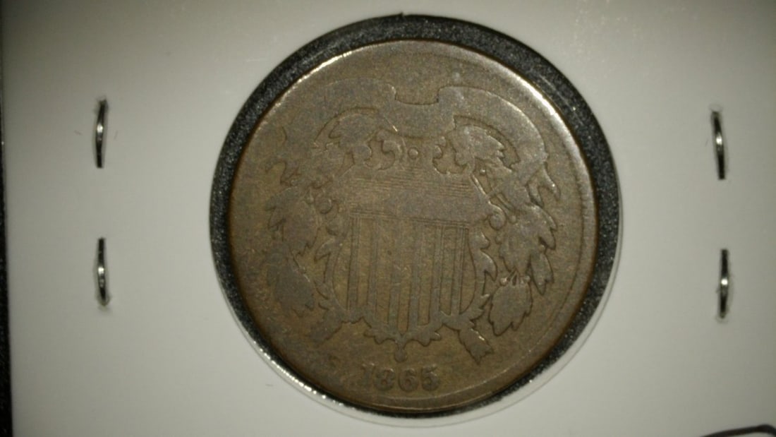 1865 Two Cent Piece AG About Good Coin by James B. Longacre - U.S. Mint - 2