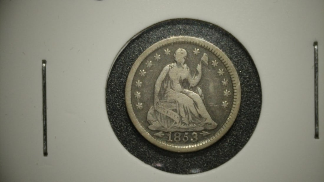 1853 Seated Liberty Half Dime With Arrows F Fine Grade Christian Gobrecht (1 of 2)