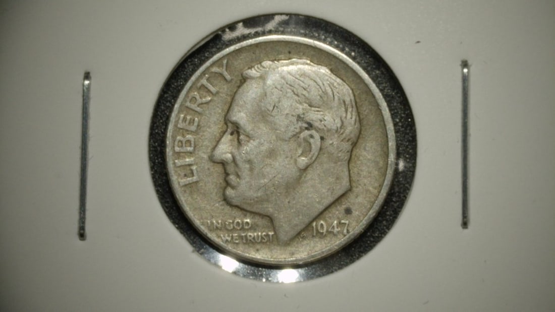 Collection of 5 Roosevelt Dimes by John R. Sinnock | 1947 F, 1955-D VF, 1956 EF, 1950 F, 1963-D Unc (1 of 10)