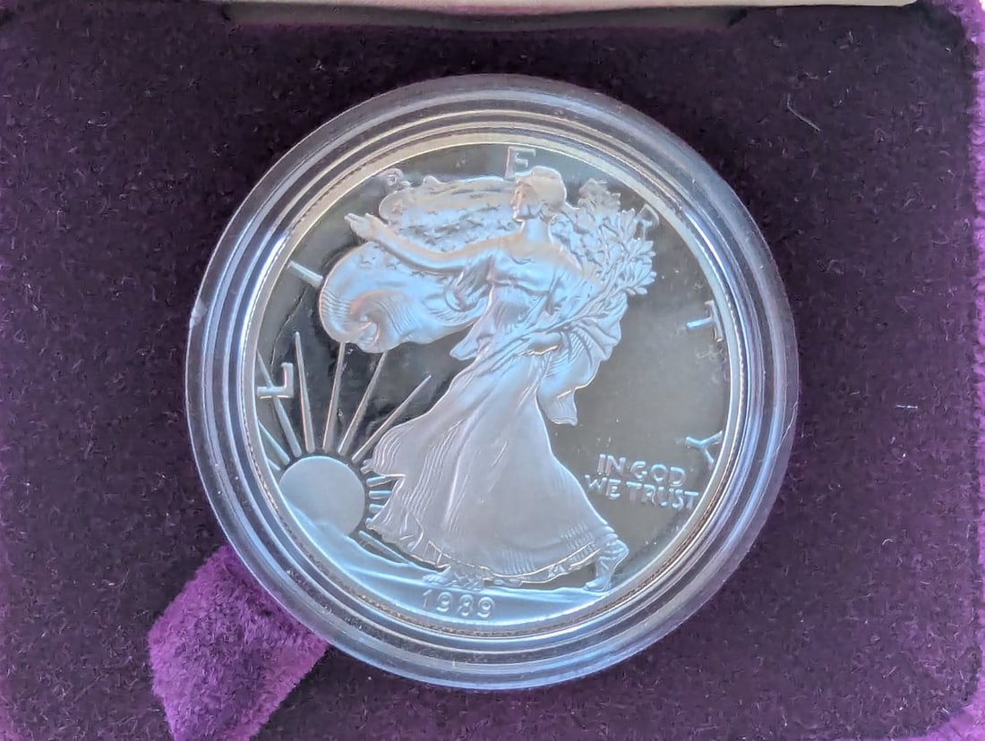 1989-S American Eagle One Ounce Silver Proof Dollar Coin by Adolph A. Weinman - 2