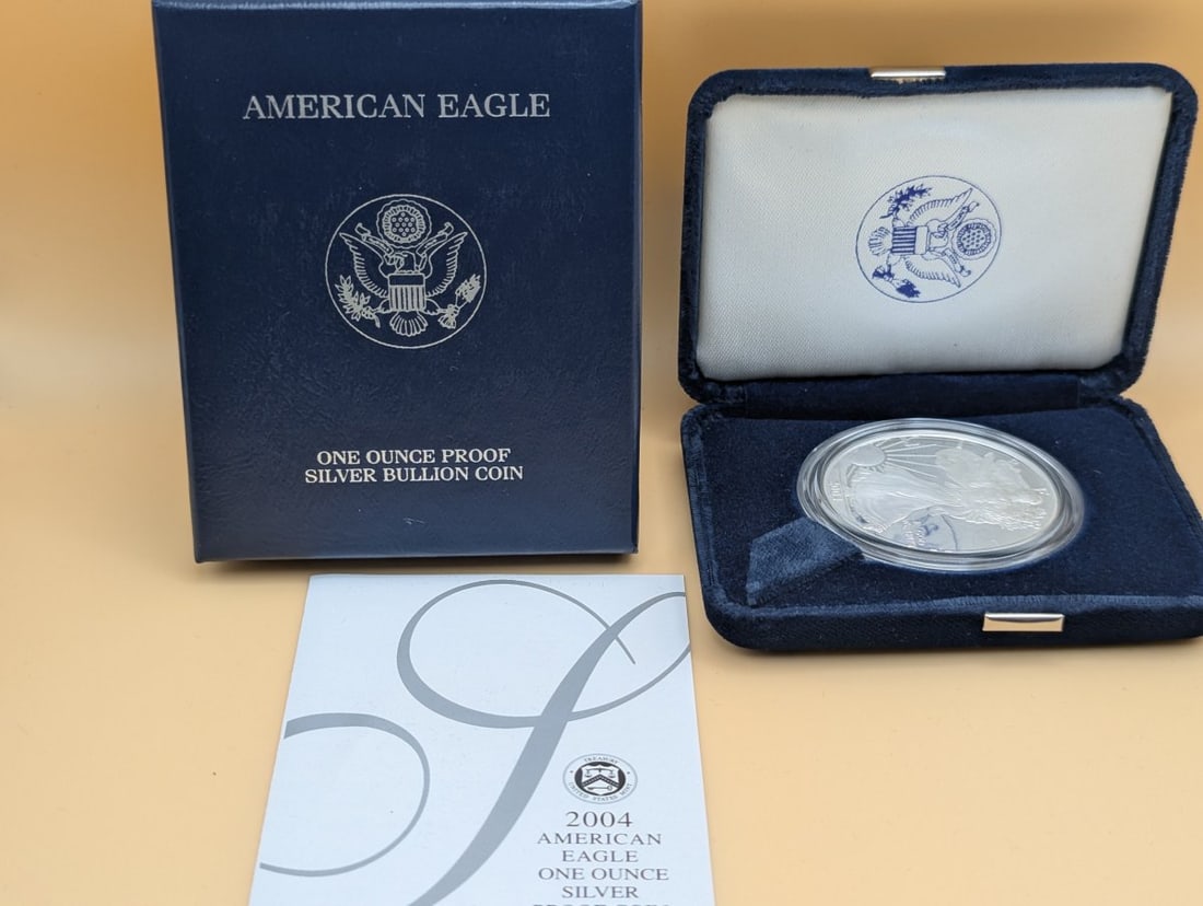 2004-W American Eagle One Ounce Proof Silver Dollar Coin Adolph A. Weinman Design: **Important** Please read below description on how to avoid high shipping costs. This is a 2004-W American Eagle One Ounce Proof Silver Dollar, a collector's version of the official silver bullion coi