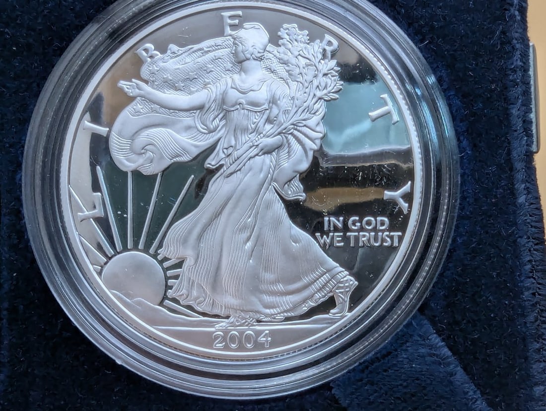 2004-W American Eagle One Ounce Proof Silver Dollar Coin Adolph A. Weinman Design - 2