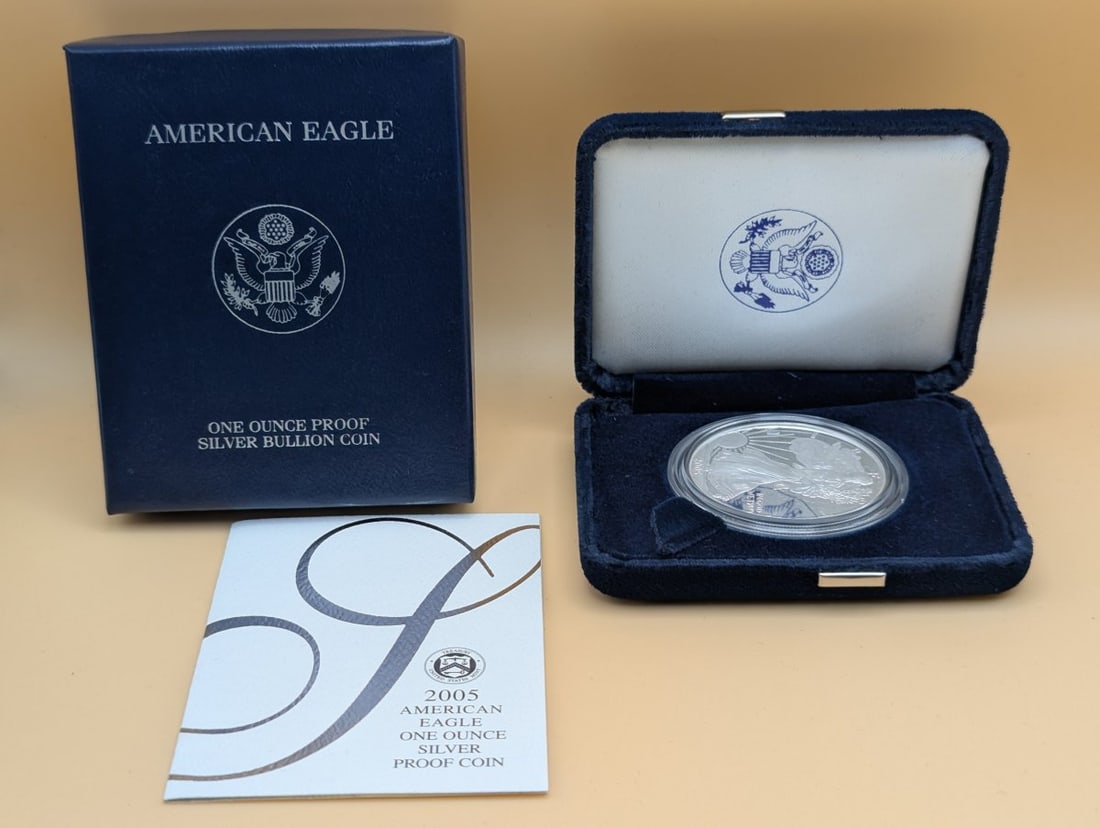 2005-W American Eagle One Ounce Silver Proof Coin by Adolph A. Weinman & John Mercanti: **Important** Please read below description on how to avoid high shipping costs. This stunning 2005-W American Eagle One Ounce Silver Proof Coin is a must-have for any serious collector. Expertly