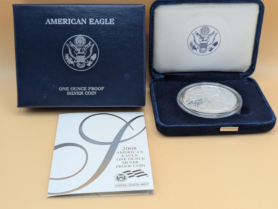 2008-W American Eagle Silver Proof Coin by Adolph A. Weinman - Mint Condition: **Important** Please read below description on how to avoid high shipping costs. This is a 2008-W American Eagle One Ounce Silver Proof coin from the United States Mint. The coin is struck in .999