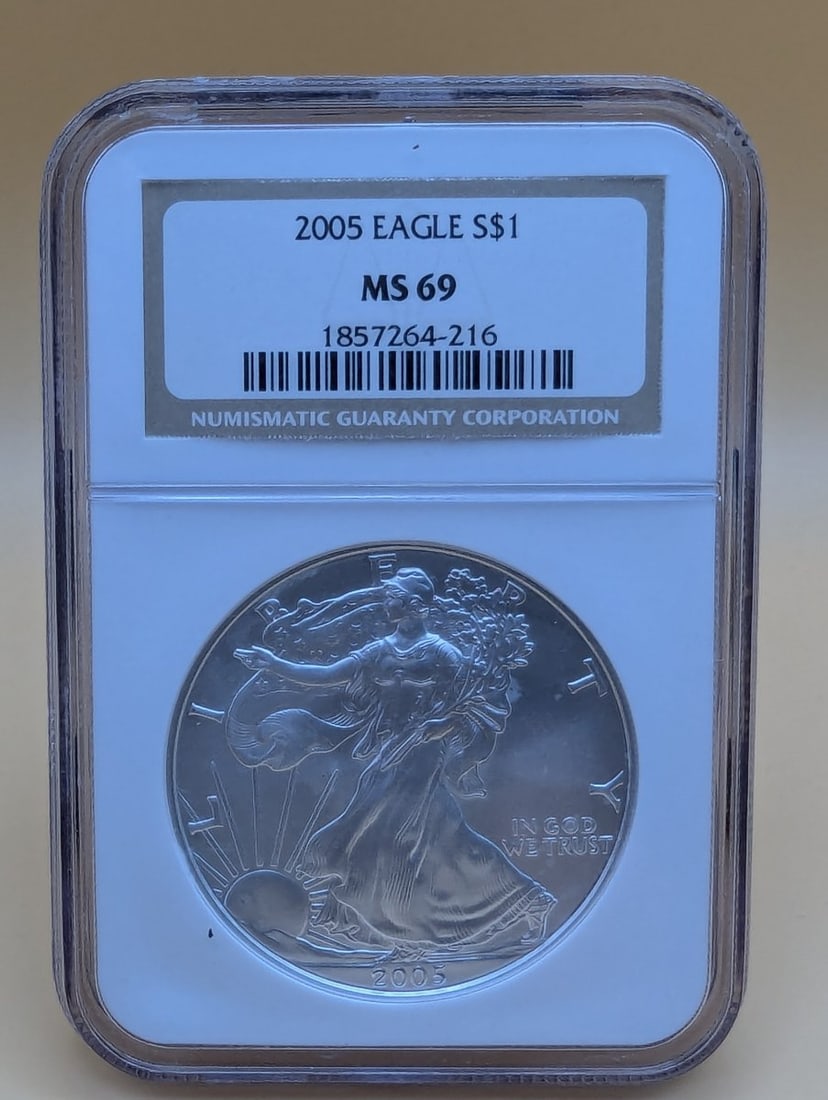 2005 American Silver Eagle $1 Coin NGC MS 69 Adolph A. Weinman John Mercanti Design (1 of 2)