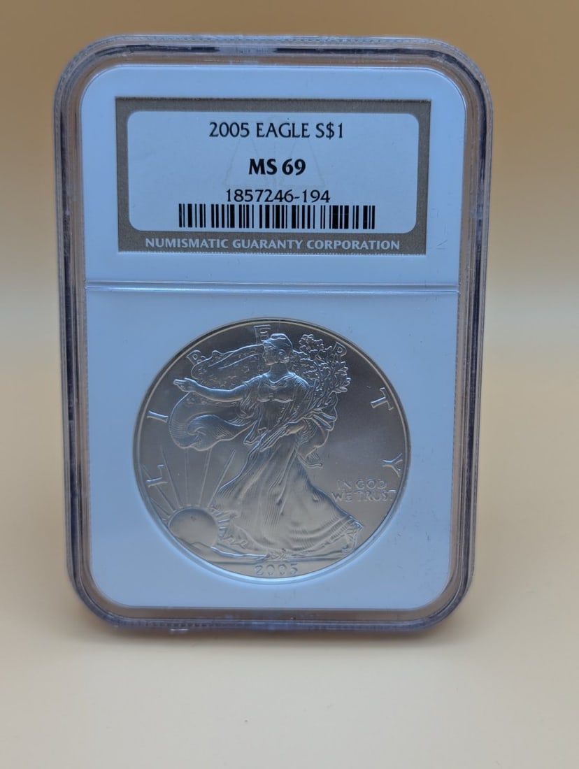 2005 American Silver Eagle $1 Coin NGC MS 69 Gem State Silver Dollar (1 of 2)