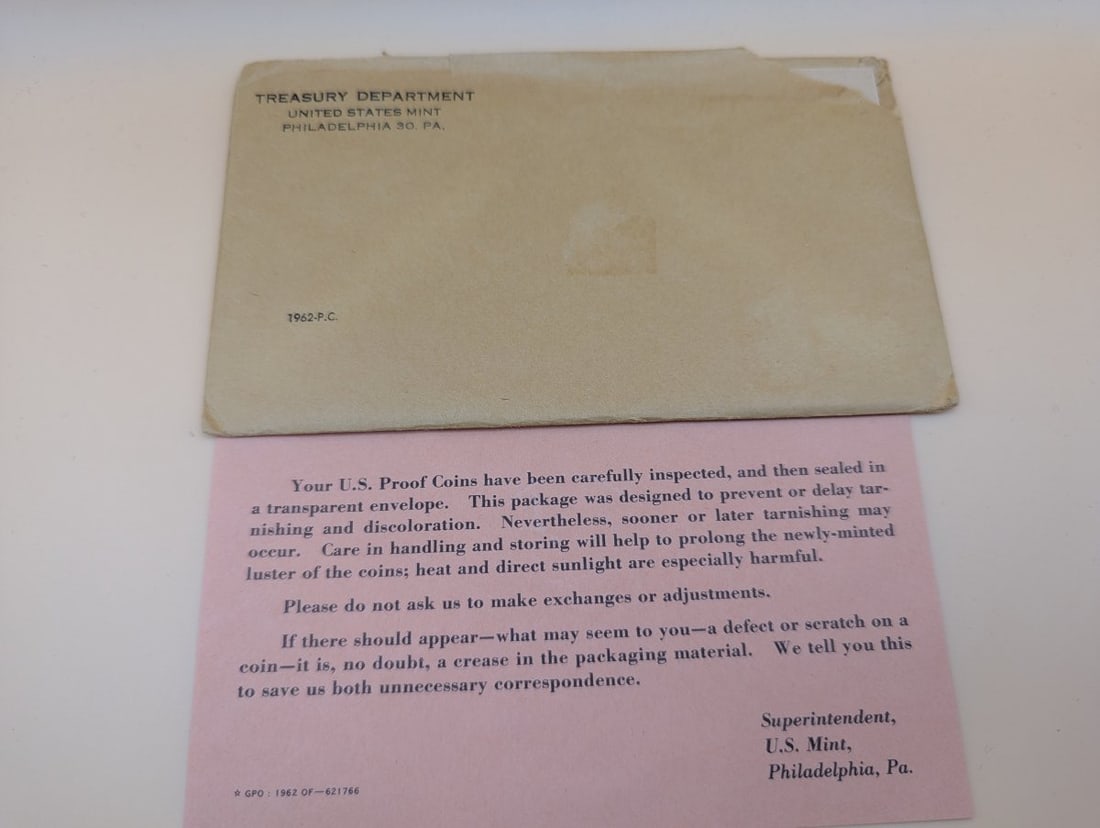 1962 U.S. Mint Proof Set - Complete Original Government Packaging with Silver Coins - 4