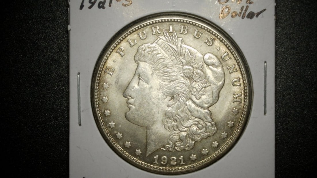 1921-S Morgan Silver Dollar Set - V.F. and A.U. Grades - George T. Morgan Design - 3