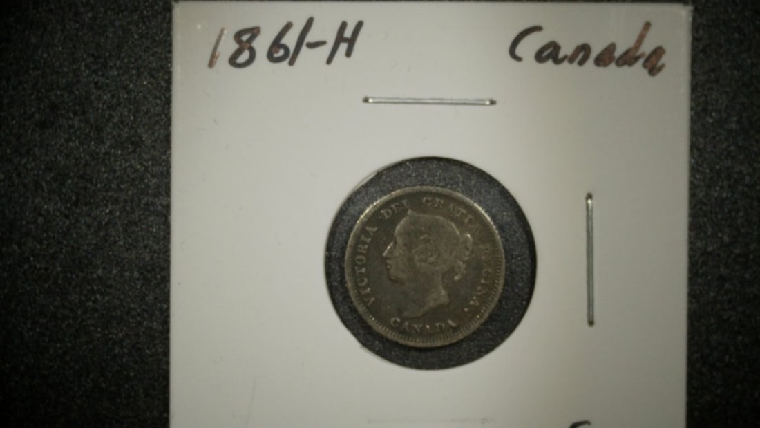 1861-H Canada Silver Five Cent Coin Queen Victoria Fine Condition: **Important** Please read below description on how to avoid high shipping costs. This is an 1861-H Canada Silver Five Cent coin featuring the laureate bust of Queen Victoria. Crafted from .925