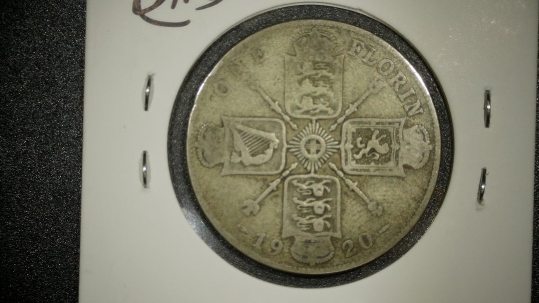 1920 Great Britain One Florin Coin George V Very Good Sir Edgar Bertram Mackennal - 2