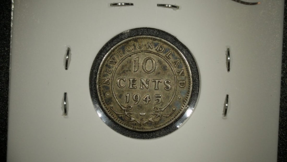 1945-C Newfoundland 10 Cents Silver Coin Extra Fine by Thomas Humphrey Paget - 2