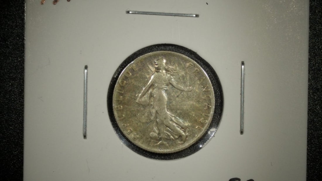 1918 France 50 Centimes Silver Coin La Semeuse by Louis-Oscar Roty VF: **Important** Please read below description on how to avoid high shipping costs. Explore this stunning 1918 French 50 Centimes silver coin featuring the iconic 'Semeuse' design by the renowned artist
