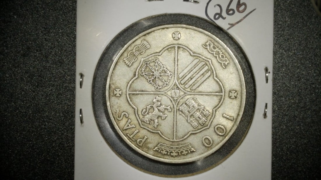 1966 Spain 100 Pesetas Silver Coin Francisco Franco Extra Fine Collectible - 2