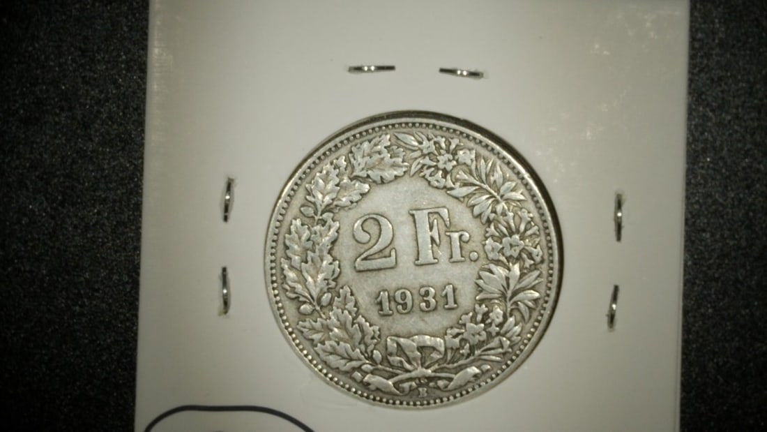 1931-B Switzerland 2 Francs Silver Coin XF Antoine Bovy Design - 2