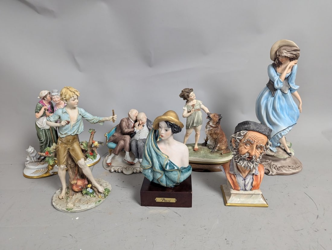 Lot of 7 Italian Pottery Figurines Capodimonte Bruno Merli Agostinelli Pucci (1 of 14)