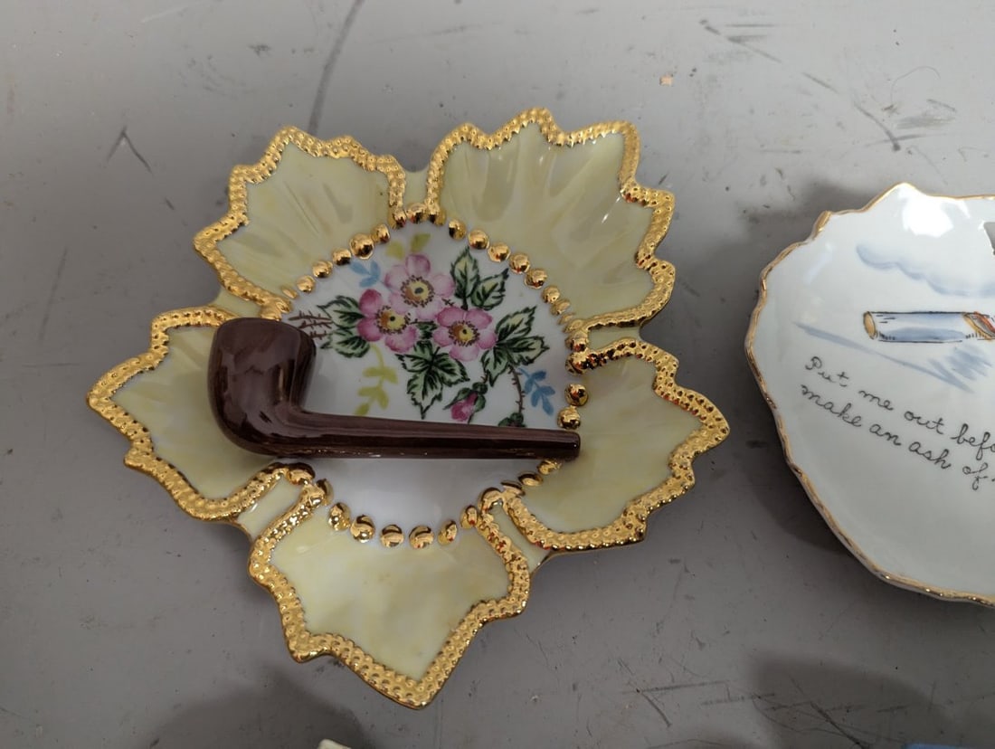 Vintage Ceramic Ashtray Collection Pipe Rests Decorative Souvenir Ware 10 Pieces - 2