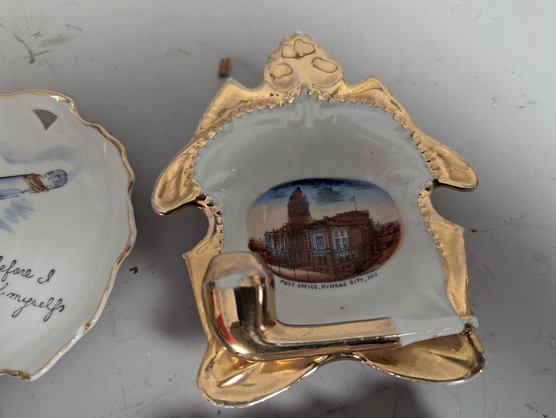 Vintage Ceramic Ashtray Collection Pipe Rests Decorative Souvenir Ware 10 Pieces - 4